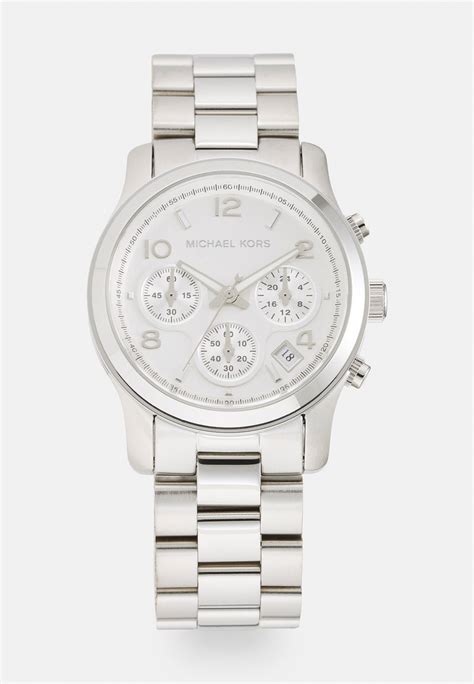 michael kors oversized silver-tone watch|michael kors runway chronograph.